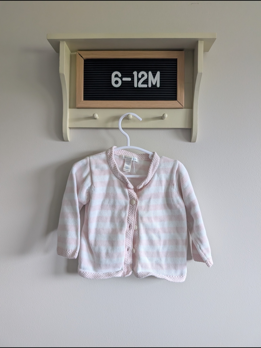 Pottery Barn Kids Pink and White Striped Knit Cardigan